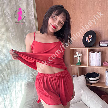 Camisole shorts pajamas set (Silk Fabric) 吊帶背心短褲睡衣套裝 (仿真絲) FLP000011
